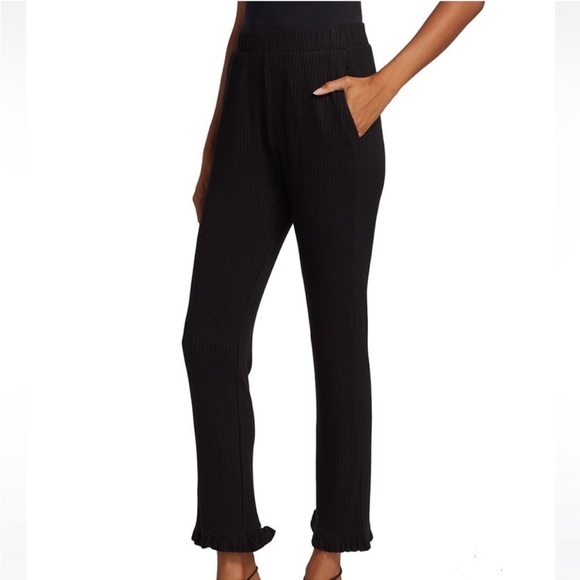 N:PHILANTHROPY Black Talker Rib-Knit Ruffle Hem Pants M - Picture 1 of 14